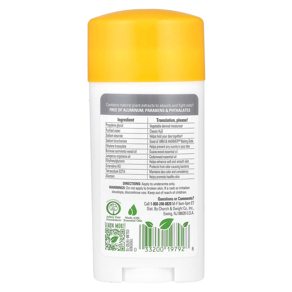 Arm & Hammer, Essentials, с натуральными дезодорирующими компонентами, дезодорант, без искусственных ароматизаторов, 71 г (2,5 унции)