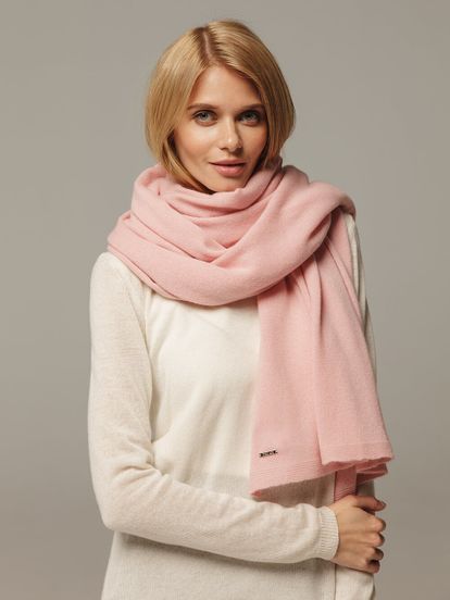 Женский шарф светло-розового цвета из 100% кашемира - фото 2