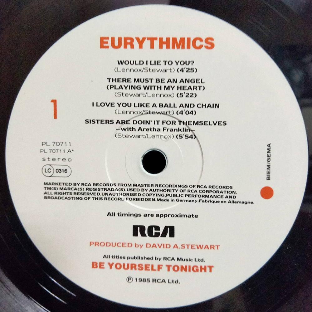 Eurythmics / Be Yourself Tonight (LP)