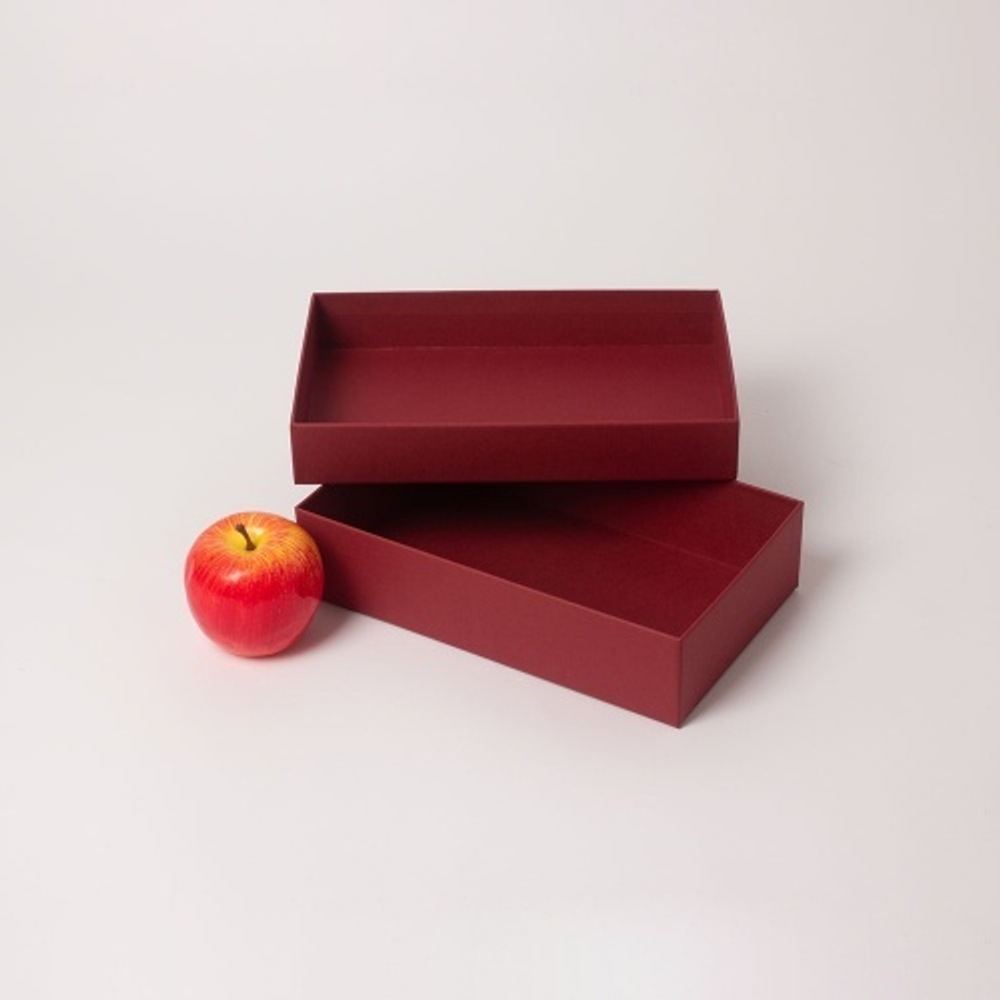 Коробка крышка-дно 25х6х15, бордо, дизайнерская бумага