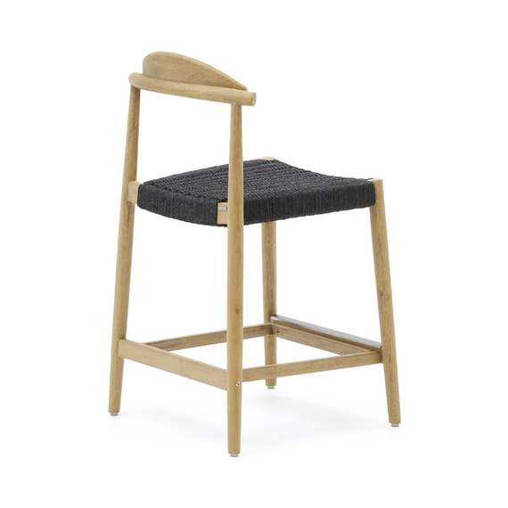 Полубарный стул Nina 62 см из массива акации с натуральной отделкой и черной веревкой