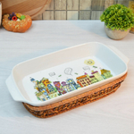 Форма для запекания 35,5*18*5см 1,5л прямоугольная, с ротанговой корзинкой