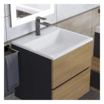 Тумба с раковиной Uperwood Barsa 50 см, раковина белая, подвесная тумба черная/дуб сонома