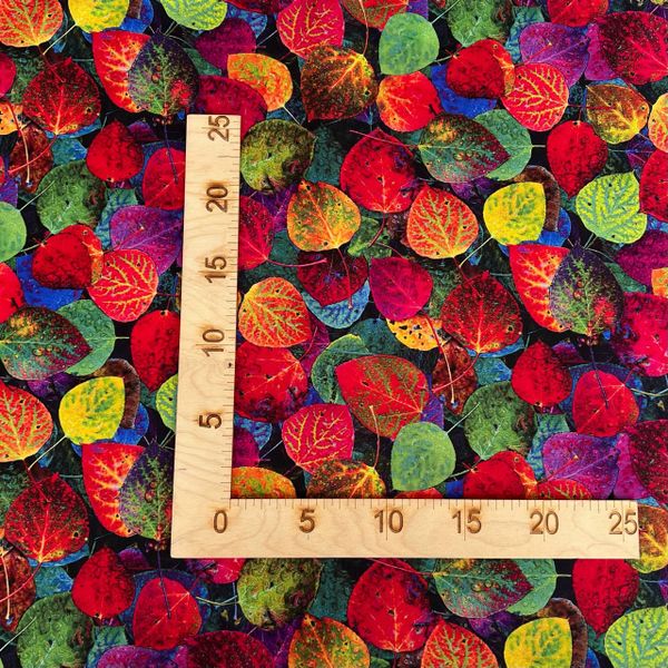 Отрез 0,3м - ЯРКИЕ ЛИСТЬЯ, 100% хлопок 2