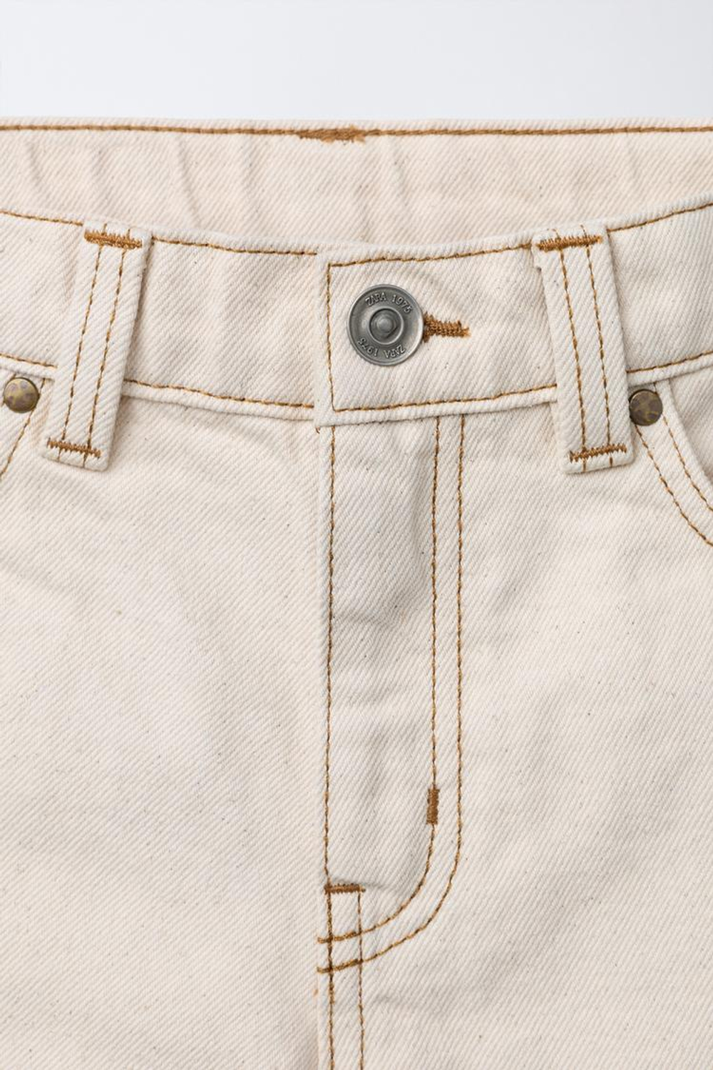 ZARA БРЮКИ КАРГО ЭКРЮ СО СТРОЧКОЙ, ЭКРЮ