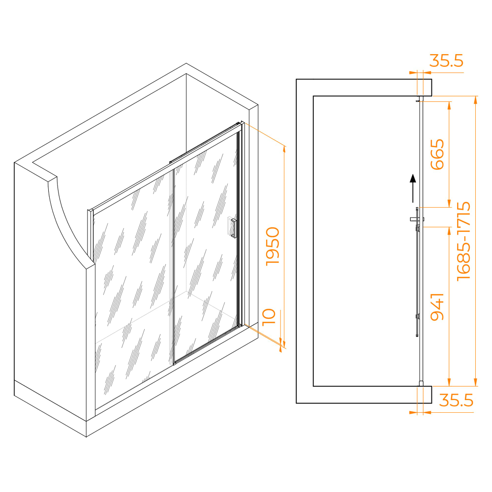 Душевая дверь RGW PA-017 (Матовое-Сатинат, 1700)
