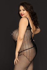 Контактный эластичный комбинезон со стразами Angelle XXL (Цвет: черный)