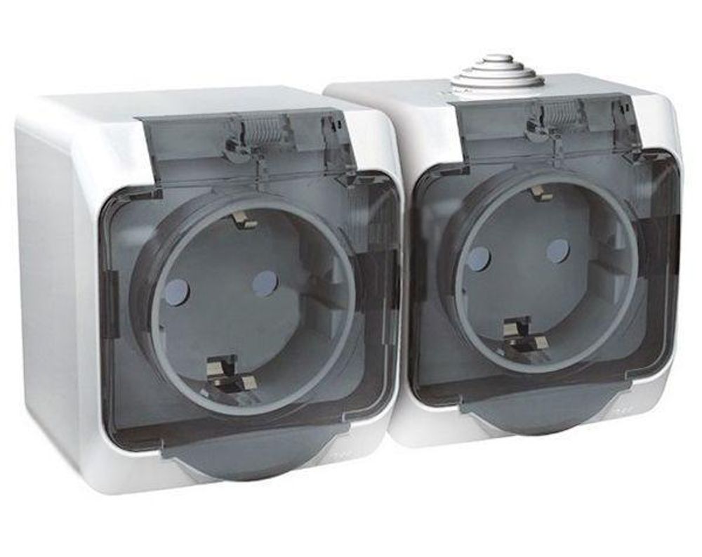 Розетка 2-м ОП Этюд 16А IP44 250В с заземл. защ. шторки с крышкой бел. SE PA16-244B Розетка 2-м ОП Этюд 16А IP44 250В с заземл. защ. шторки с крышкой бел. SE PA16-244B