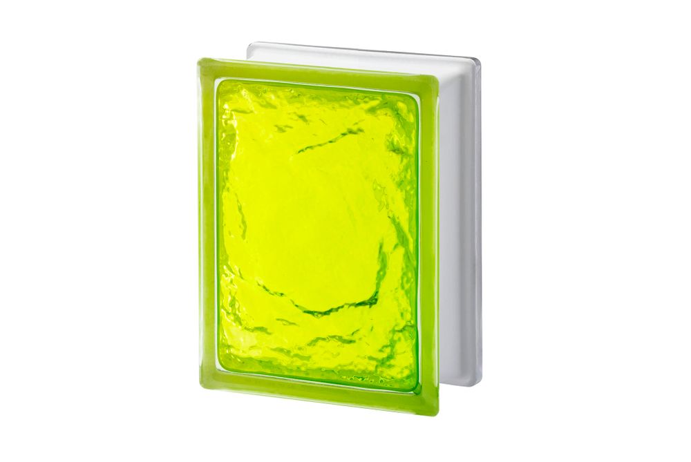 Стеклоблок Айс желтый Vitrablok 14,6x19,7x8