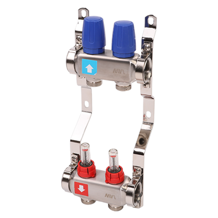 Коллектор из нержавеющей стали в сборе с расходомерами, 2 выхода