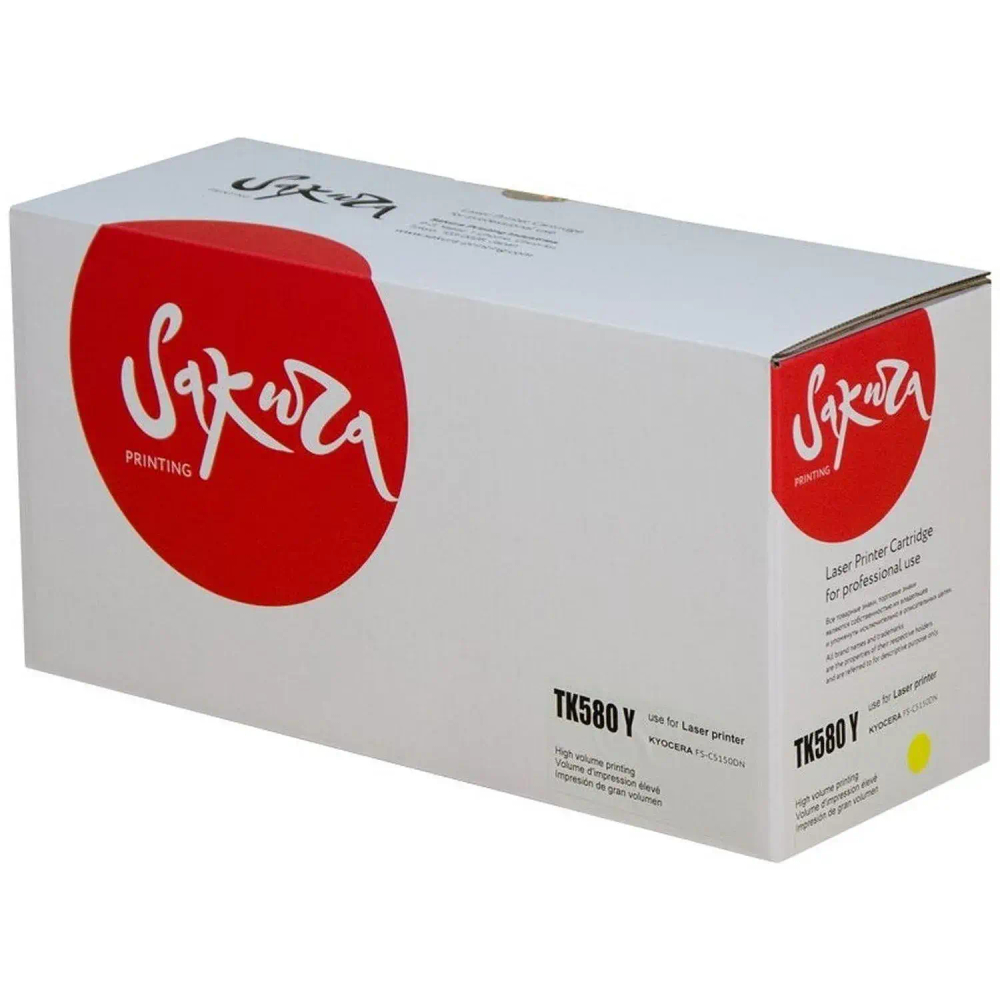 Картридж лазерный SAKURA TK-580Y  жел. для Kyocera Mita FS-5150DN/5250DN
