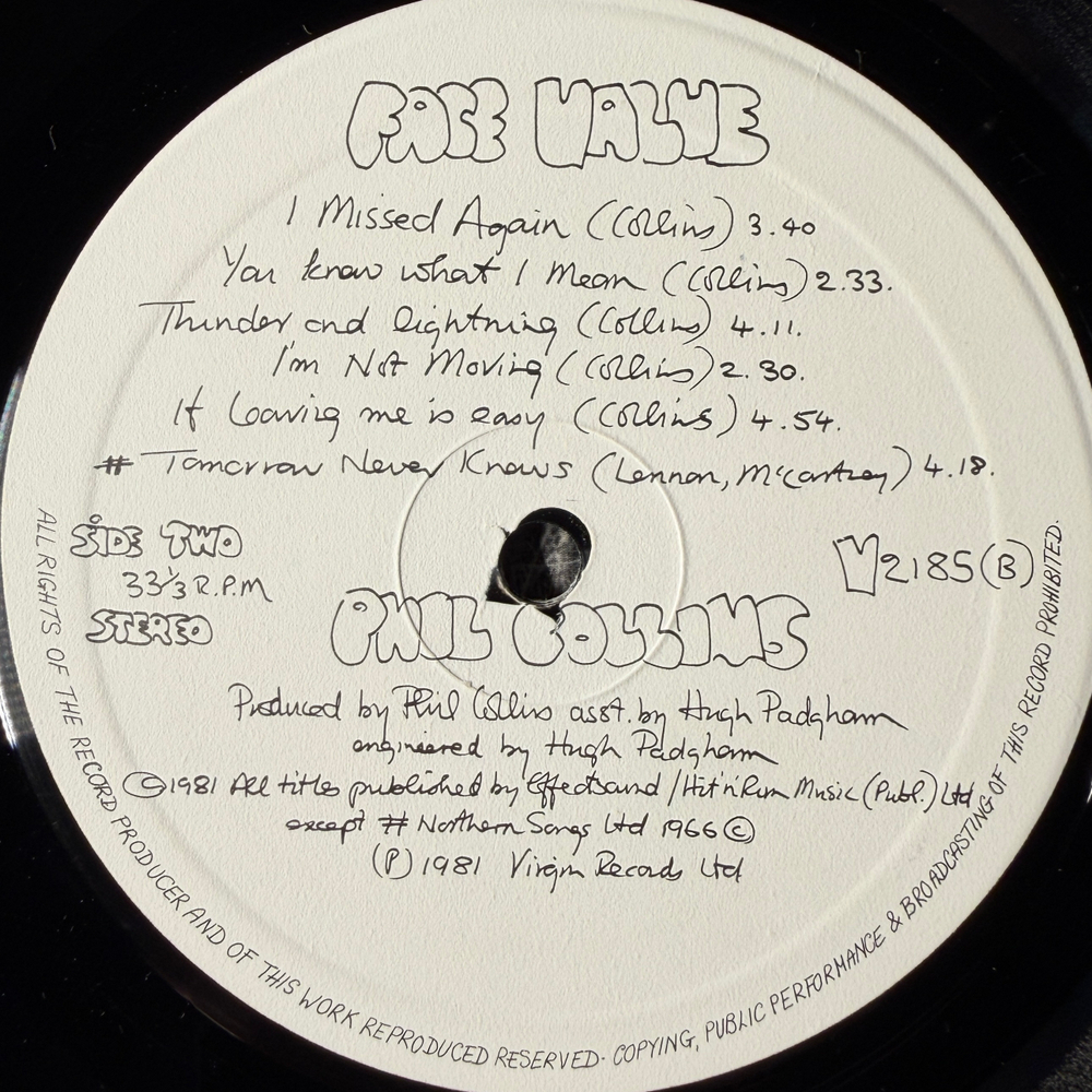 Phil Collins ‎– Face Value (Англия 1981г.)Т