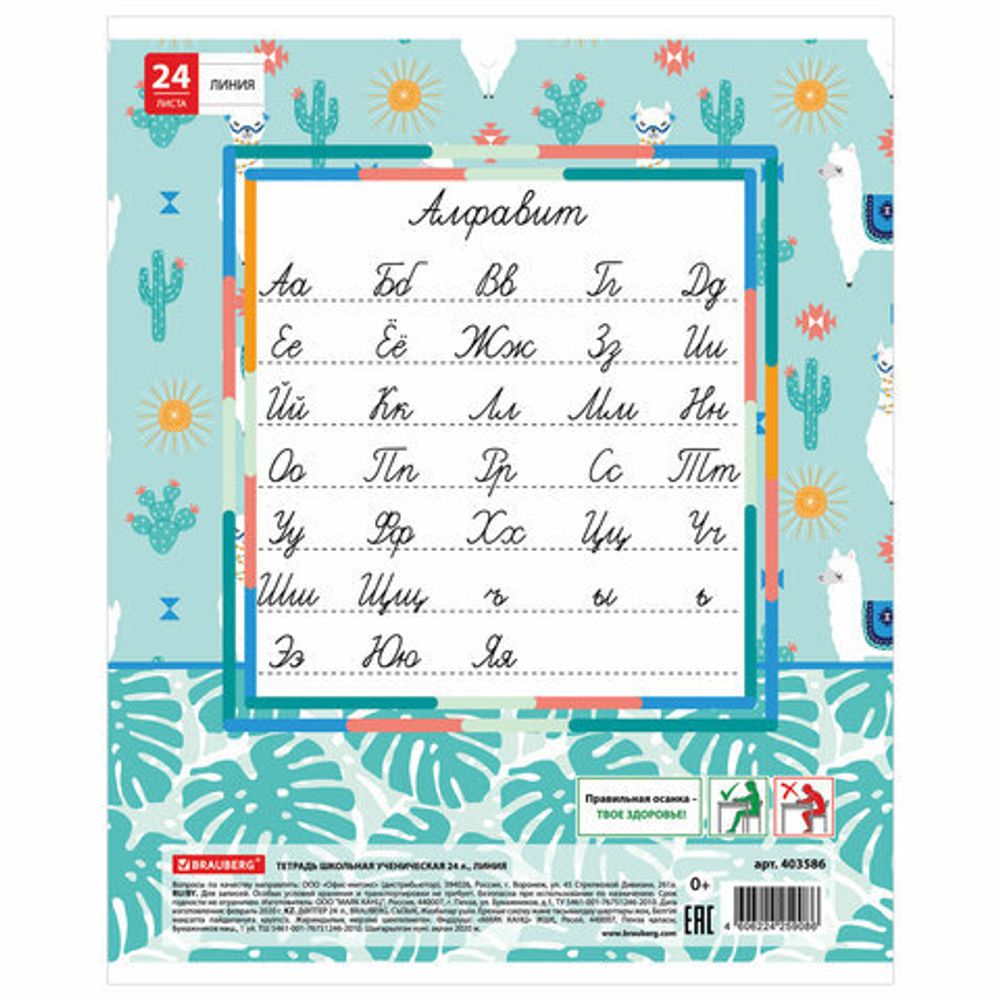 Тетрадь 24 л. BRAUBERG линия, обложка картон, "ЗАБАВНАЯ", 403586