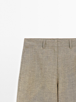 Massimo Dutti Брюки прямого кроя из смесового хлопка в клетку, норка