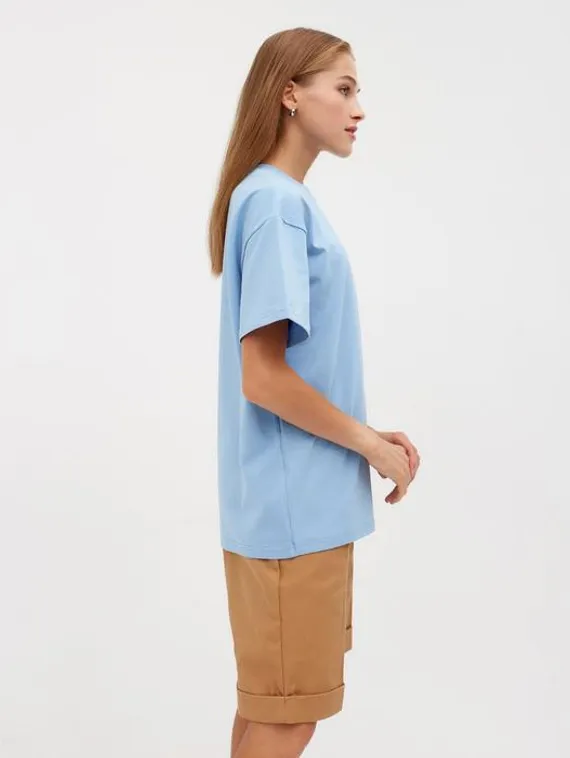 Футболка женская MINAKU: Оversize, цвет голубой, р-р 42