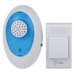 Звонок дверной ЭРА A01 беспроводной аналоговый белый с синим 32 мелодии в пакете | Электрозвонки беспроводные