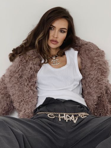 Шуба из овчины (розовый)