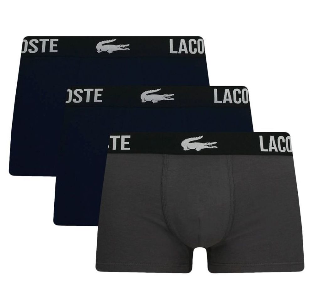 Мужские спортивные боксеры Lacoste Cotton Strech Trunk 3P - grey/navy