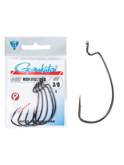 Крючки офсетные Gamakatsu Worm OFFSET EWG SL HOOKS BLACK размер 3/0 (упк.5шт.)