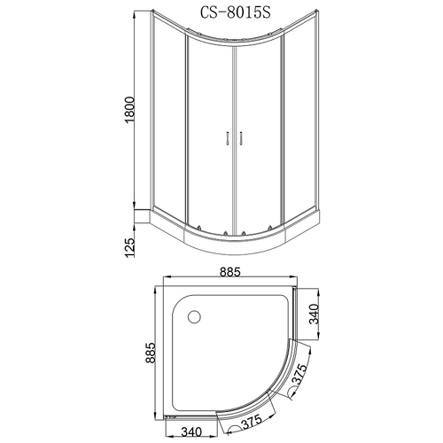 Душевое ограждение Loranto 90х90х195, поддон 13 см (CS-8015S)