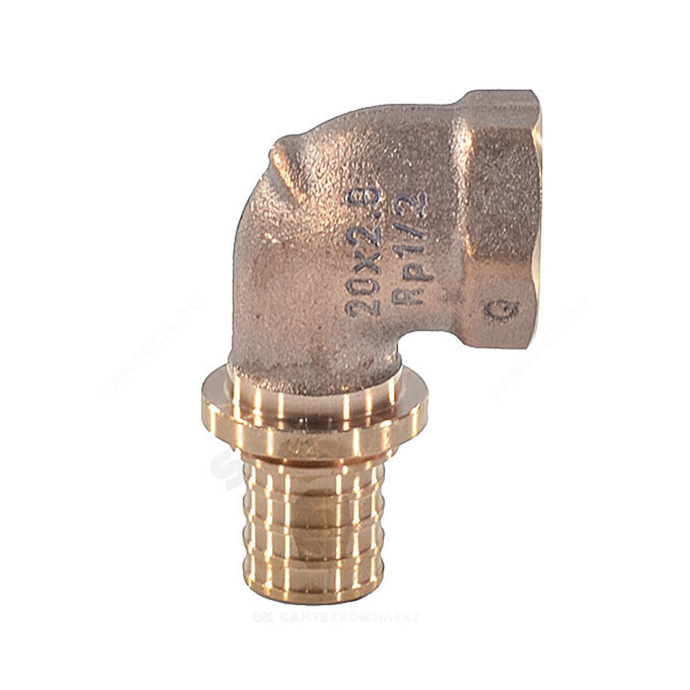 Угольник для PE-X труб аксиальный бронза Дн 20х3/4" ВР RAUTITAN RX+ Rehau 14563561001 (13660971001)
