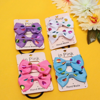 Банты для волос детские 2 шт «Small Happiness», цветные горошки, микс 4 цвета, 4*6,5см