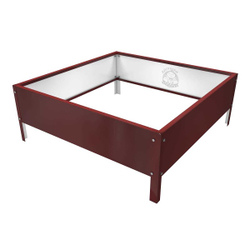 Клумба квадратная оцинкованная 1 ярус  RAL 3011 Красно-коричневый