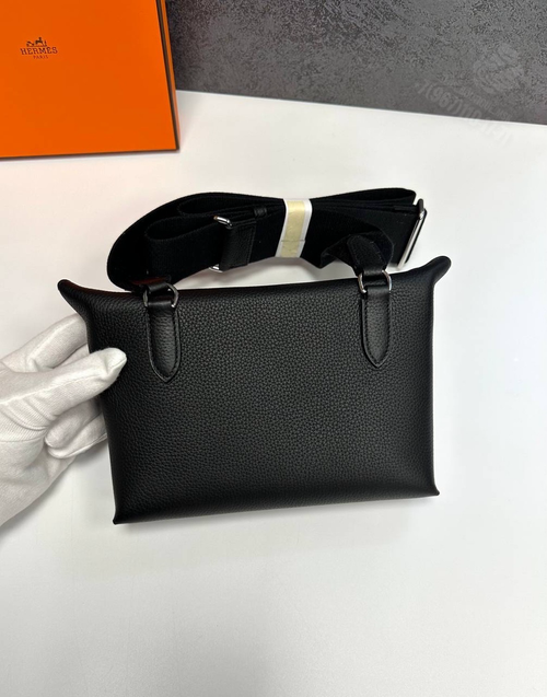 Нагрудная сумка слинг Hermes Evelyne Belt чёрная