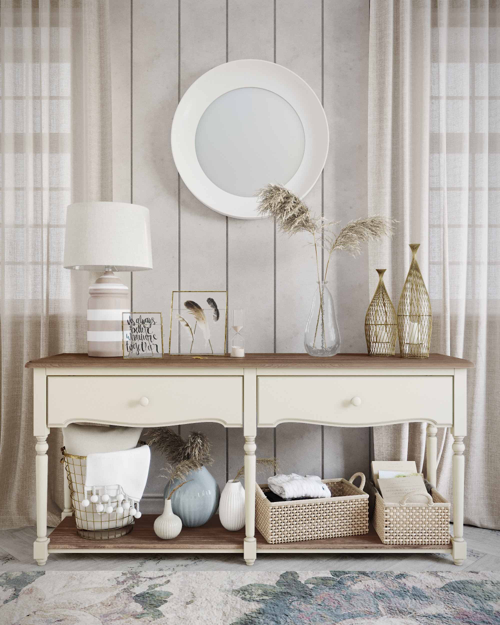 Консоль с 2-я ящиками и полкой Leblanc