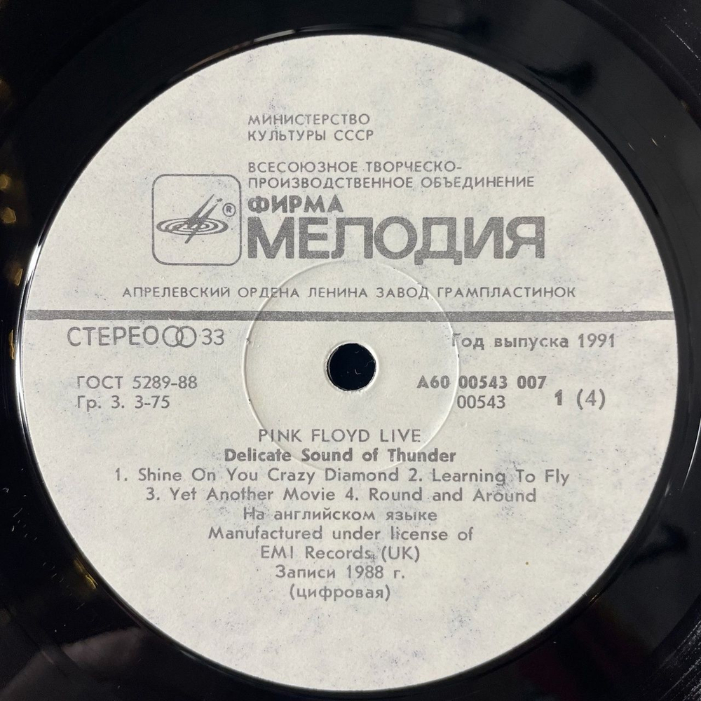Винтажная виниловая пластинка LP Pink Floyd Delicate Sound Of Thunder (СССР 1990) Апрелевский Завод