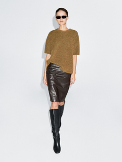 Massimo Dutti Объемный вязаный свитер из альпаки и шерсти, светло-зеленый