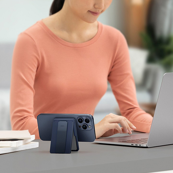 Магнитный картхолдер Uniq Heldro ID Magnetic cardholder with Grip-Band and Stand штормовой синий (HELIDCH-SBLUE)