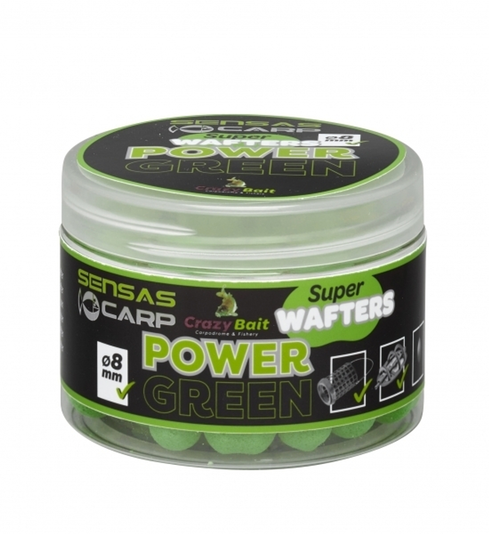 Мини бойлы Sensas Crazy Bait POWER GREEN Wafters 8мм 0.08кг