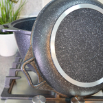 Казан 3л литой с крышкой-сковородой, с антипригарным покрытием "Темный мрамор"