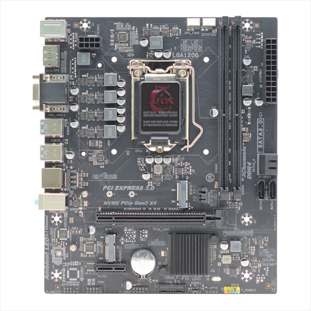 Материнская плата AFOX IH470D4-MA5-V2 (Socket 1200, mATX, H470, 2*DDR4(64Gb), VGA / HDMI, 4*SATA3, 1*M.2, 1*PCIEx16 / 1*PCIEx1, 4*USB 3.0, 4*USB 2.0, 1 x PS / 2, LAN 1*1G, RTL)