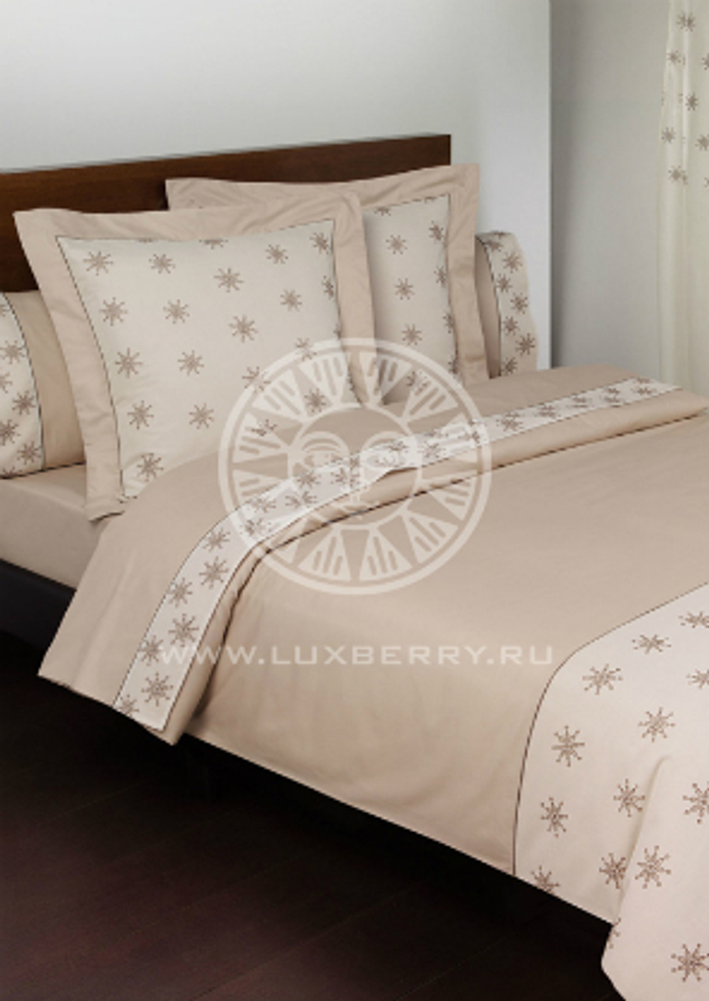 Элитная наволочка перкалевая Звездопад бежевая от Bovi