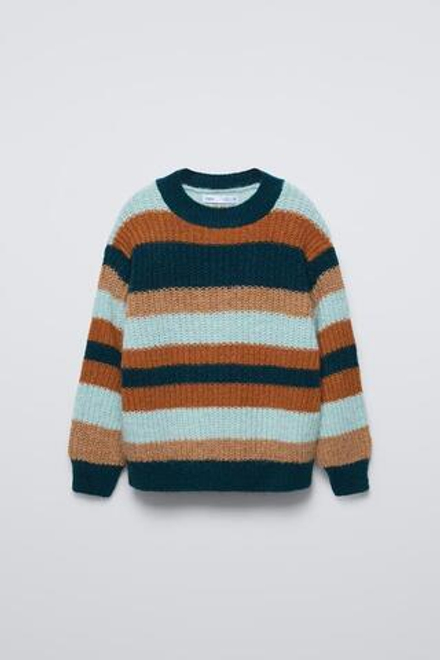 ZARA СВИТЕР В ПОЛОСКУ, ЗЕЛЕНЫЙ