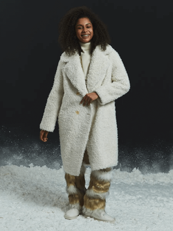 Шуба чебурашка тедди, жемчужная, Северина