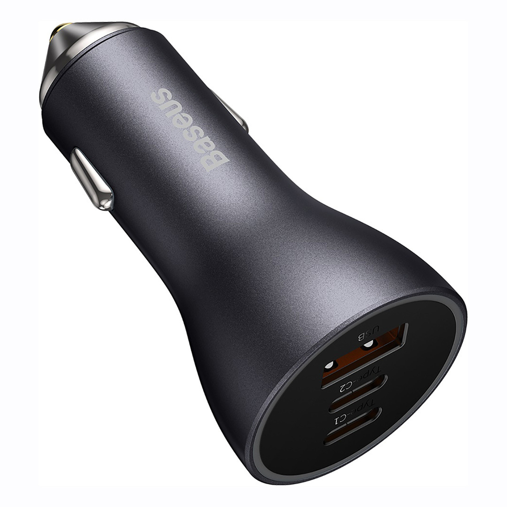 Автомобильная зарядка Baseus Golden Contactor Pro Triple Fast Charger Car Charger U+C+C 65W - Dark Gray