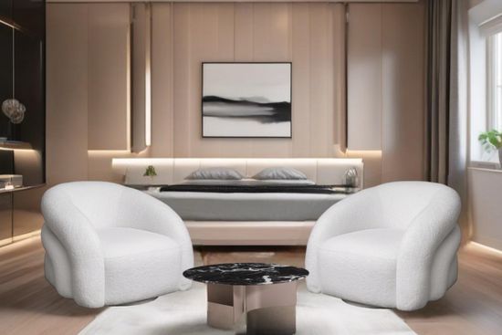 Кресло Monblan поворотное букле белое Hush000 93*90*70см