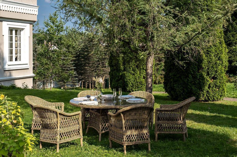 "Эспрессо-150 S" обеденная группа плетеная, цвет соломенный