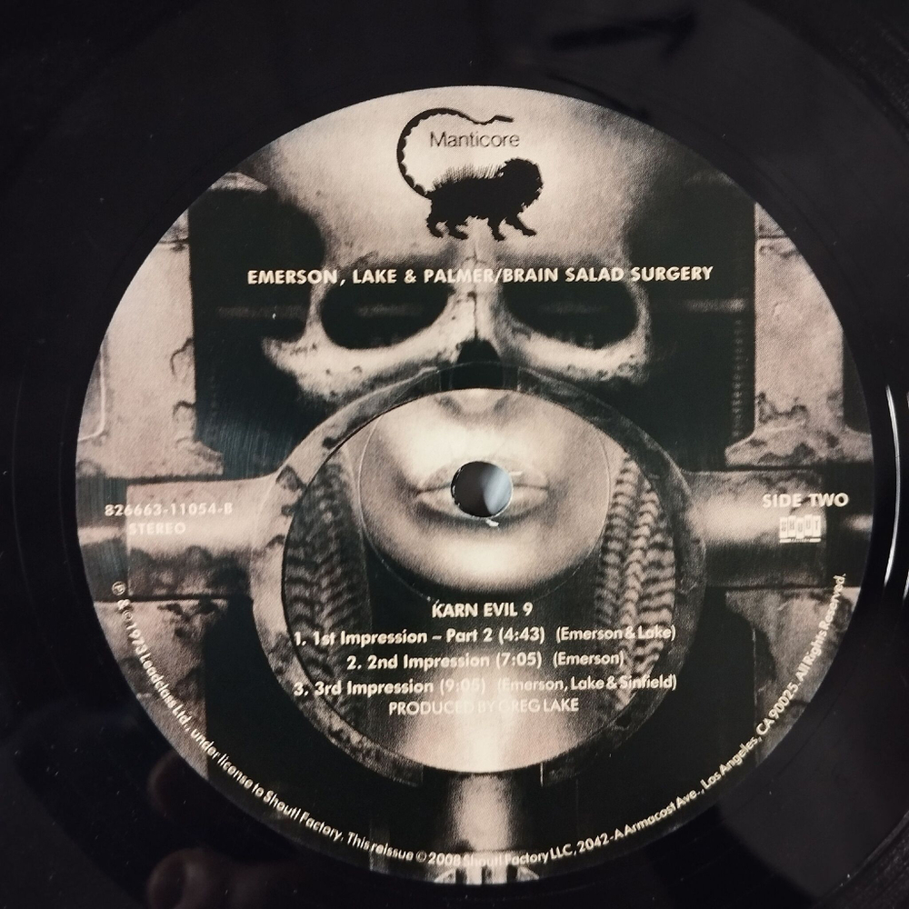Винтажная виниловая пластинка LP Emerson, Lake and Palmer Brain Salad Surgery (USA 2008)