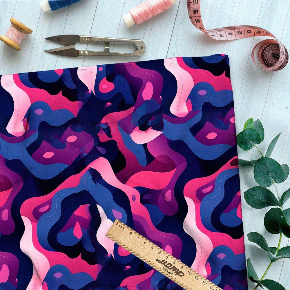 Ткань премиум шелк искусственный Армани абстрактный хор