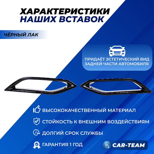 Декоративные накладки (вставки) Лада Веста NG с 2023 г.в. на задний бампер, черный лак (аналог)