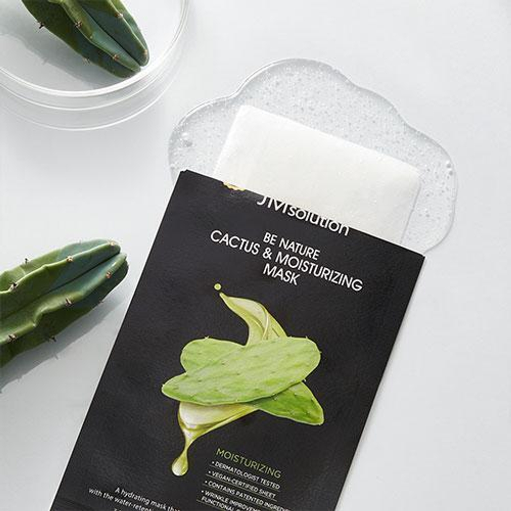 Маска тканевая увлажняющая с кактусом JMsolution Be Nature Cactus & Moisturizing Mask, 24мл