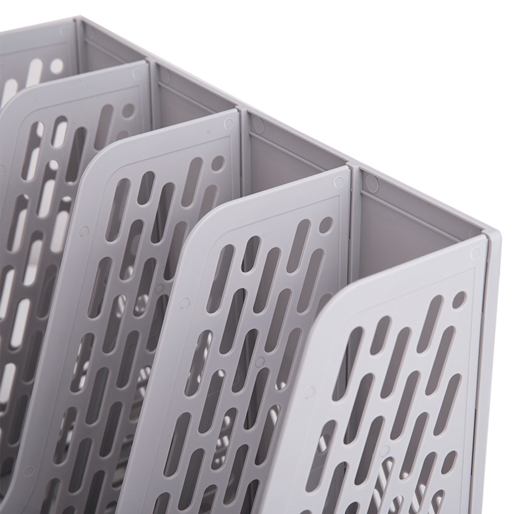 Лоток вертикальный DELI, 4 отделения, серый