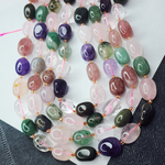 Микс кварцев, крупная галтовка, 12-15 мм, камни овалы, цена за нить 12.5 - 13 см (1/3 нити)