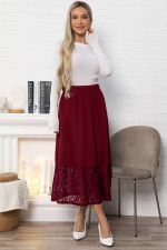 Юбка с кружевом Элегия (бордо) Ю14912-10М LT Collection
