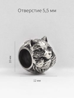 Фотография шарм бусина Лиса серебро 925 размеры
