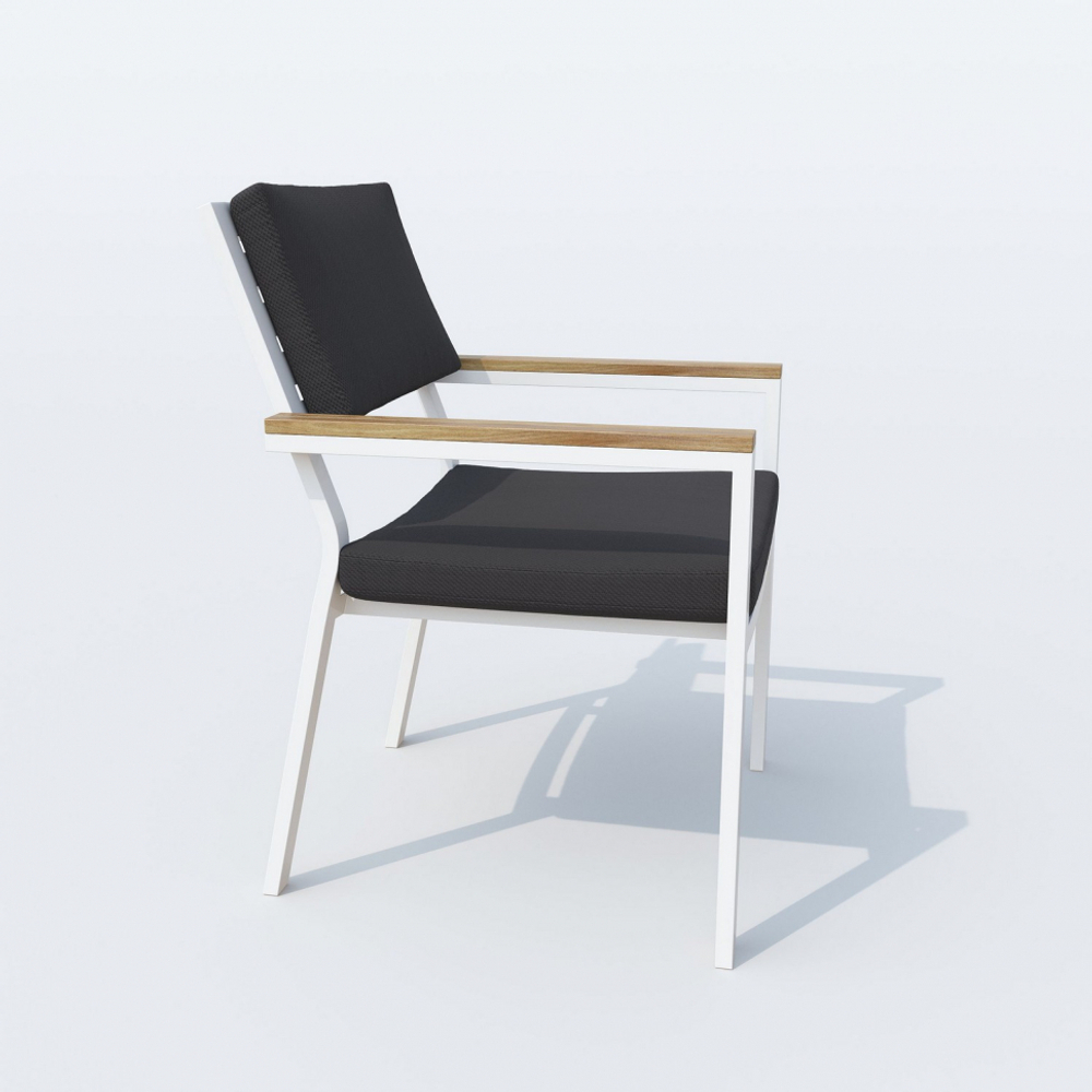 Обеденная группа Ideal Patio ТЕЛЛА  БОНТА  каркас белый, стол тик 180, ткань антрацит